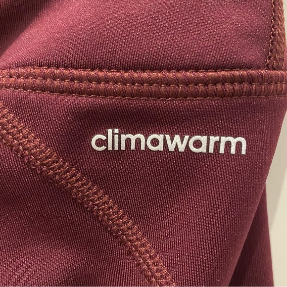 2/$18 NWOT Adidas High Waist Leggings Climawarm Maroon Pink Size XS - Picture 4 of 7